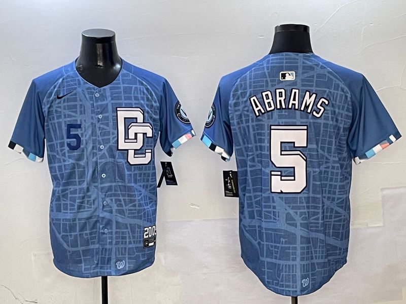 Men Washington Nationals #5 Abrams Blue Joint Name Nike 2025 MLB Jersey style 3